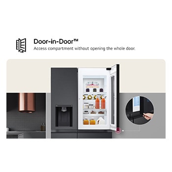 Front view of 628L, InstaView™ American Style Fridge Freezer, Black - GSXE80EVBE
