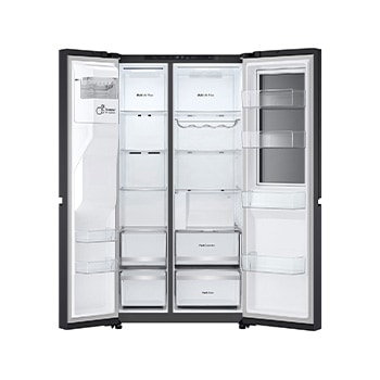 Front view of 628L, InstaView™ American Style Fridge Freezer, Black - GSXE80EVBE