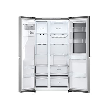 Front view of 628L, InstaView™ American Style Fridge Freezer, Silver - GSXE80PYBE