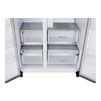 Front view of 628L, InstaView™ American Style Fridge Freezer, Silver - GSXE80PYBE