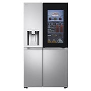 Front view of 628L InstaView™ Side-By-Side Refrigerator Brushed Steel (GSXE90BSAD)