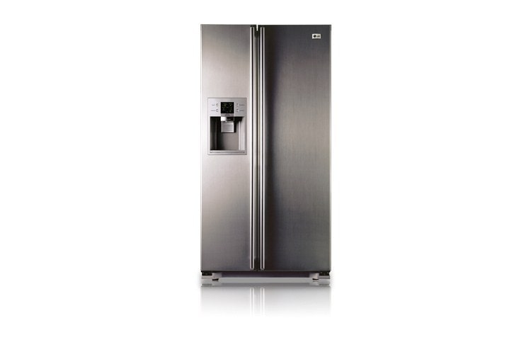 Front view of Side-by-Side Refrigerator/Freezer with Anti-Fingerprint Finish (Gross Capacity 553 Litres, Stainless Steel) GWL227YSAA