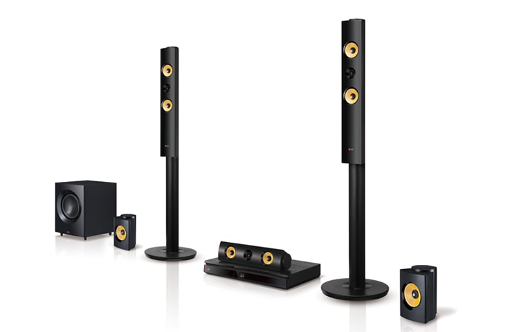 Front view of 5.1 Ch 1200W 3D Blu-ray™ Home Cinema System with 2 Tallboy &amp; 2 Satellite Rear speakers BH7440P