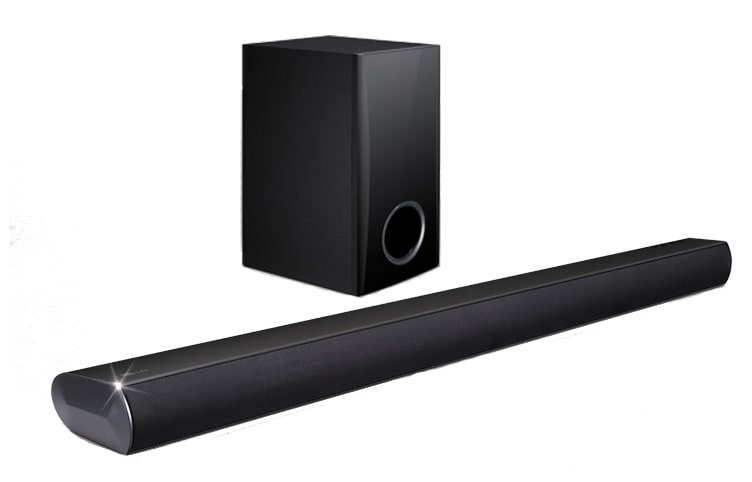Front view of 2.1 Ch 120W LAS350B Soundbar with Wired Subwoofer LAS350B