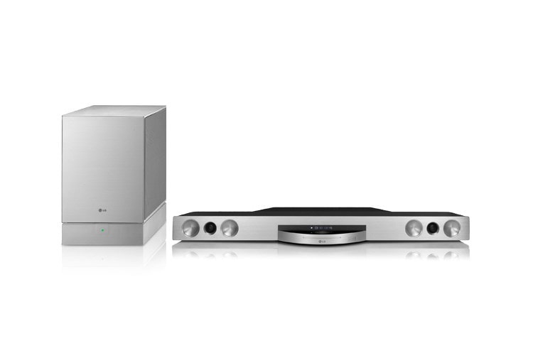 Front view of LG Smart 3D Blu-ray Disc™ Playback Aluminium Sound Bar and Wireless Woofer BB5521A
