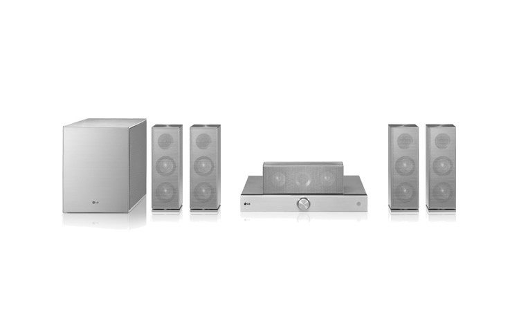 Front view of 3D Blu-ray Disc Playback 5.1 Stylish Aluminium Design Home Cinema System with LG Smart BH8220B