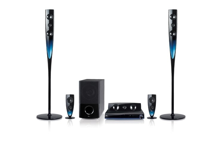 Front view of LG 5.1 Blu-Ray home cinema system with YouTube HB954PB