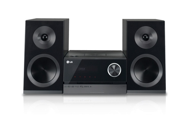 Front view of LG XA146 CD Micro Hi-Fi System with iPod &amp; iPhone Direct Docking XA146