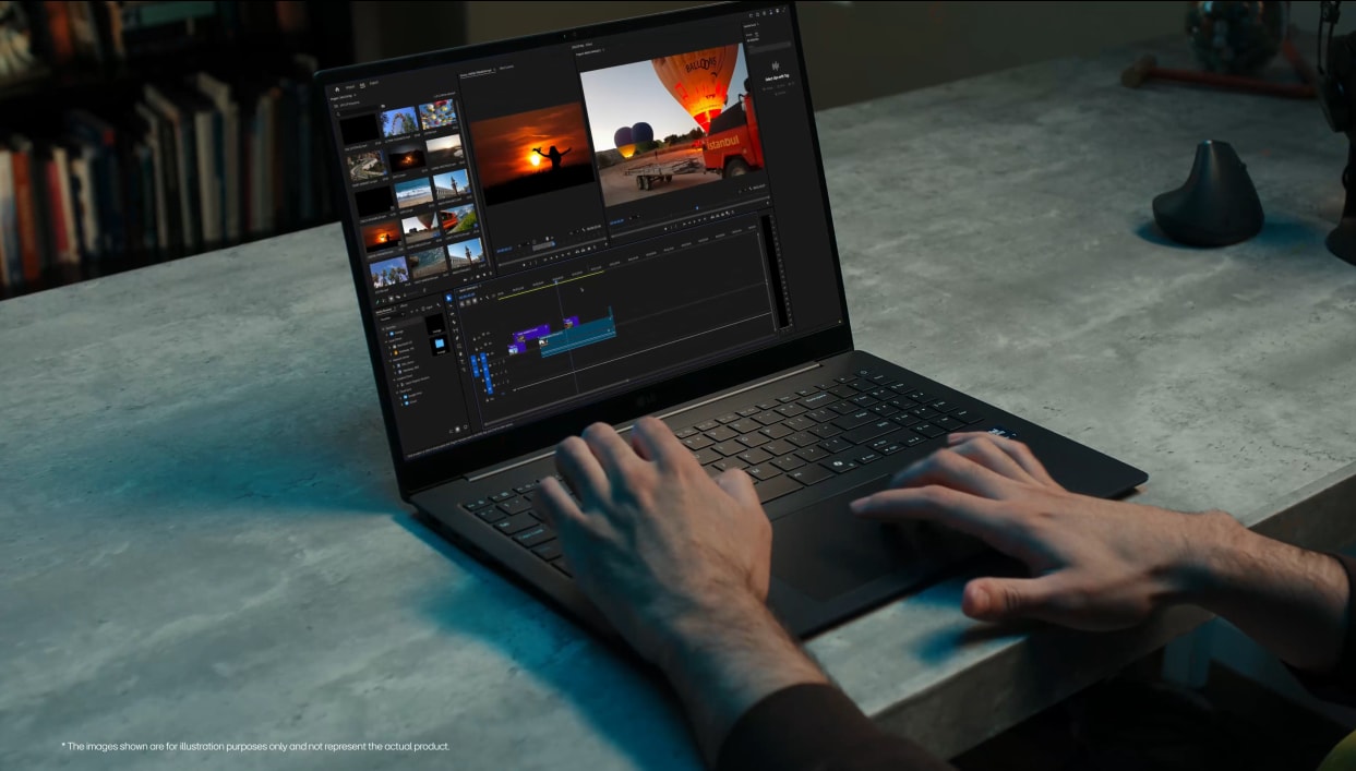 LG gram pro using a video editing software 