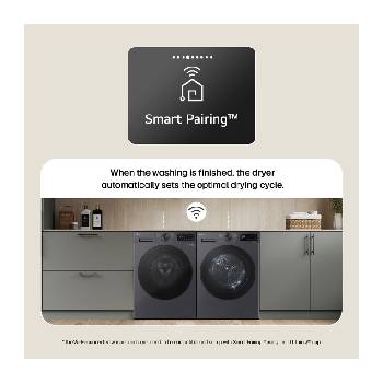 Say Goodbye to Live Dust Mites. Family laundry room scene with a parent and child folding clothes next to an LG dryer.