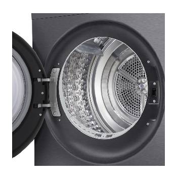LG rhx5009tbb with front door open, showing the drum interior.