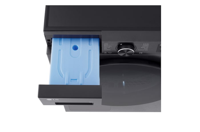 LG rhx5009tbb detergent drawer pulled open side view
