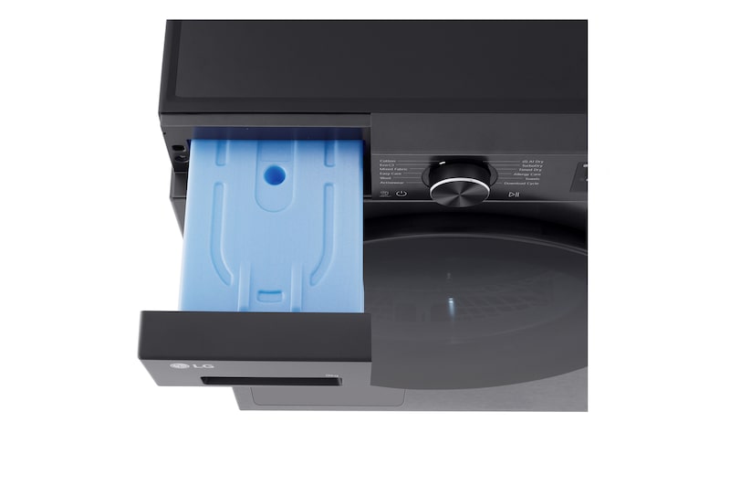 LG rhx5009tbb detergent drawer pulled open side view