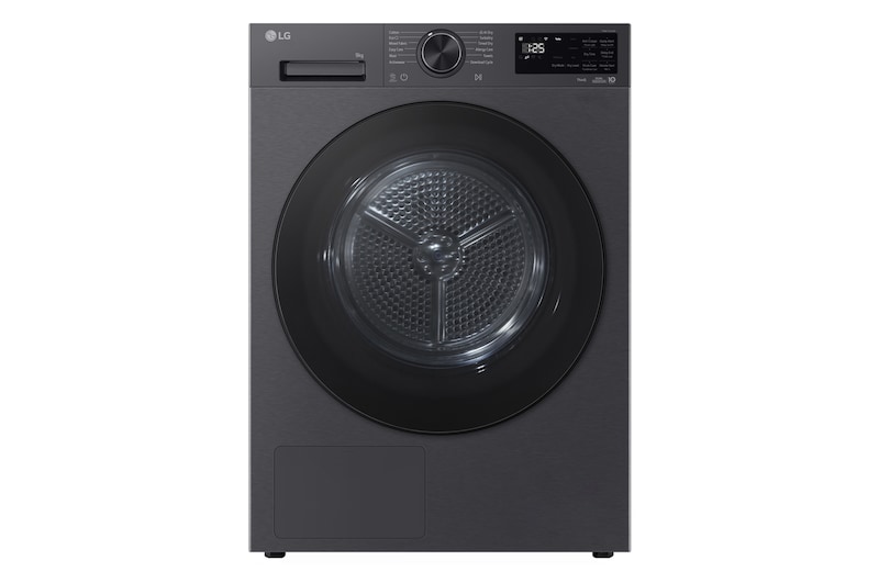 Front view of 9kg DUAL Inverter Heat Pump™ Tumble Dryer, Series 5, Black RHX5009TBB