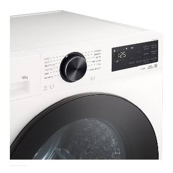 LG rhx5010twb with door open showing stainless steel drum interior