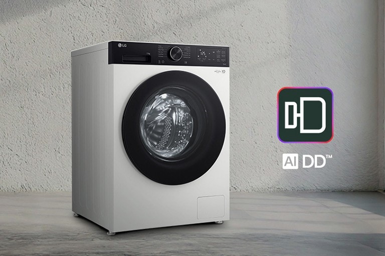 LG washing machine with LG AI DD emblem