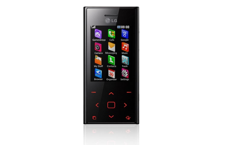 Front view of Sliding keypad, 5 megapixel camera with Text Scan function, Widget Hotkey, Hidden navigation keys BL20