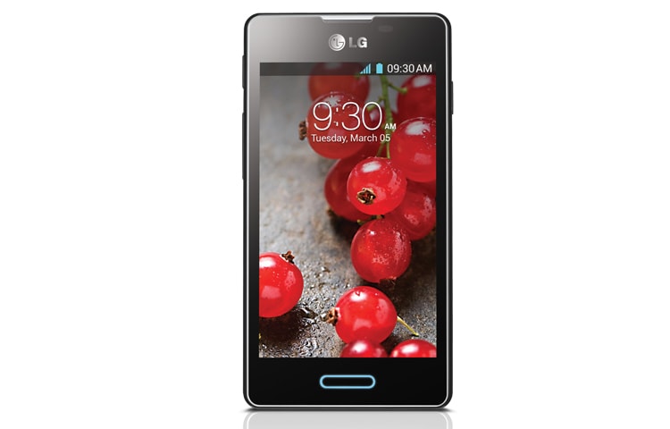 Front view of LG Optimus L5 II AVAILABLE IN INDIGO BLACK, TITAN SILVER AND WHITE  E460