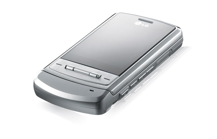 Front view of Mobile Phone with Metal Casing, Multi-function Scroll Key, Bluetooth, Music and Video Player KE970