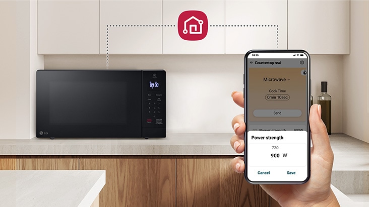LG ThinQ™ makes cooking smarter. Control, monitor, and troubleshoot your microwave oven from inside the LG ThinQ™ app on your smartphone.
