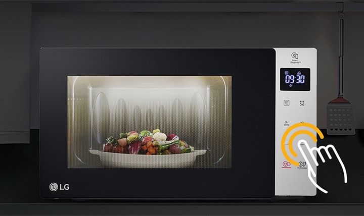 The food is cooked inside with LED function in the kitchen where the lights are off.