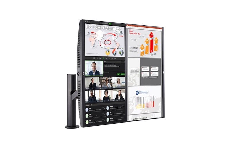LG 27-inch QHD Monitor Ergo Dual with Daisy Chain, 27QP88D-B2