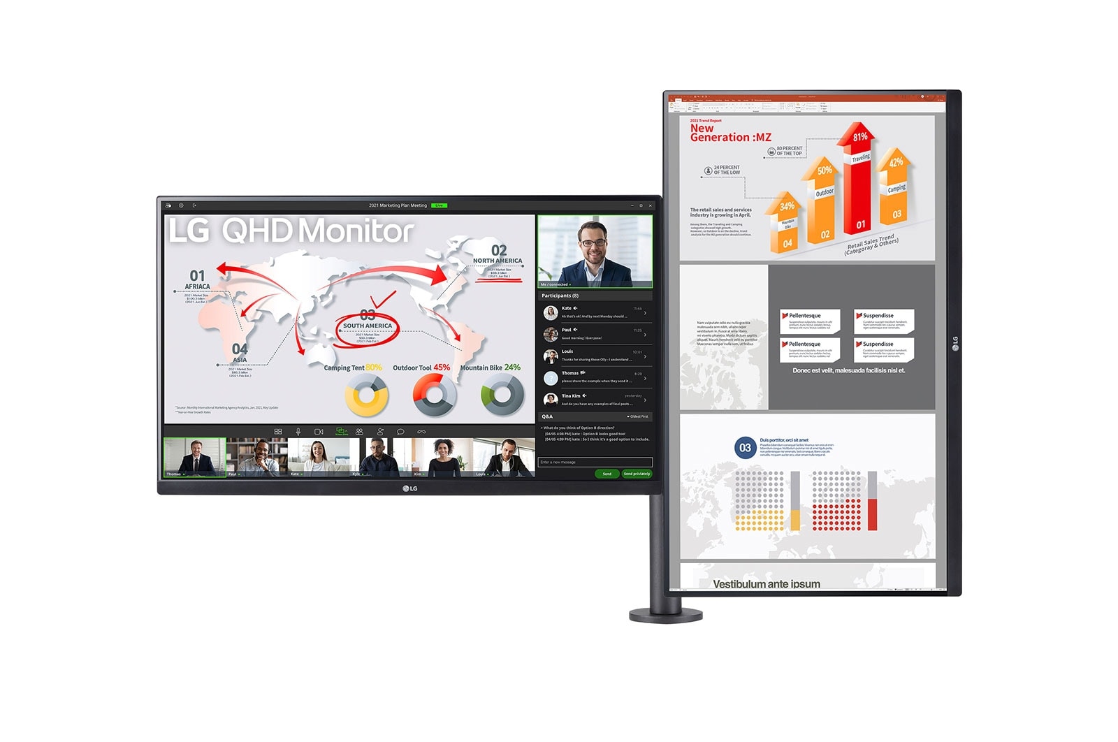 LG 27-inch QHD Monitor Ergo Dual with Daisy Chain, 27QP88D-BS
