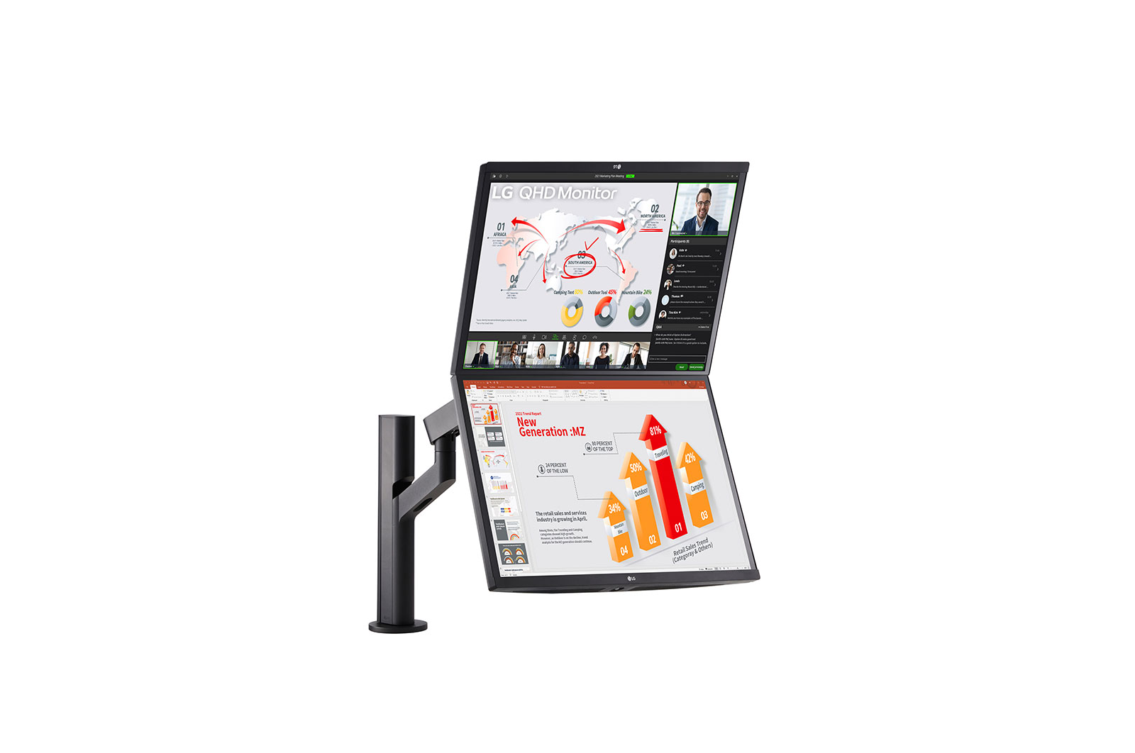 LG 27-inch QHD Monitor Ergo Dual with Daisy Chain, 27QP88D-BS