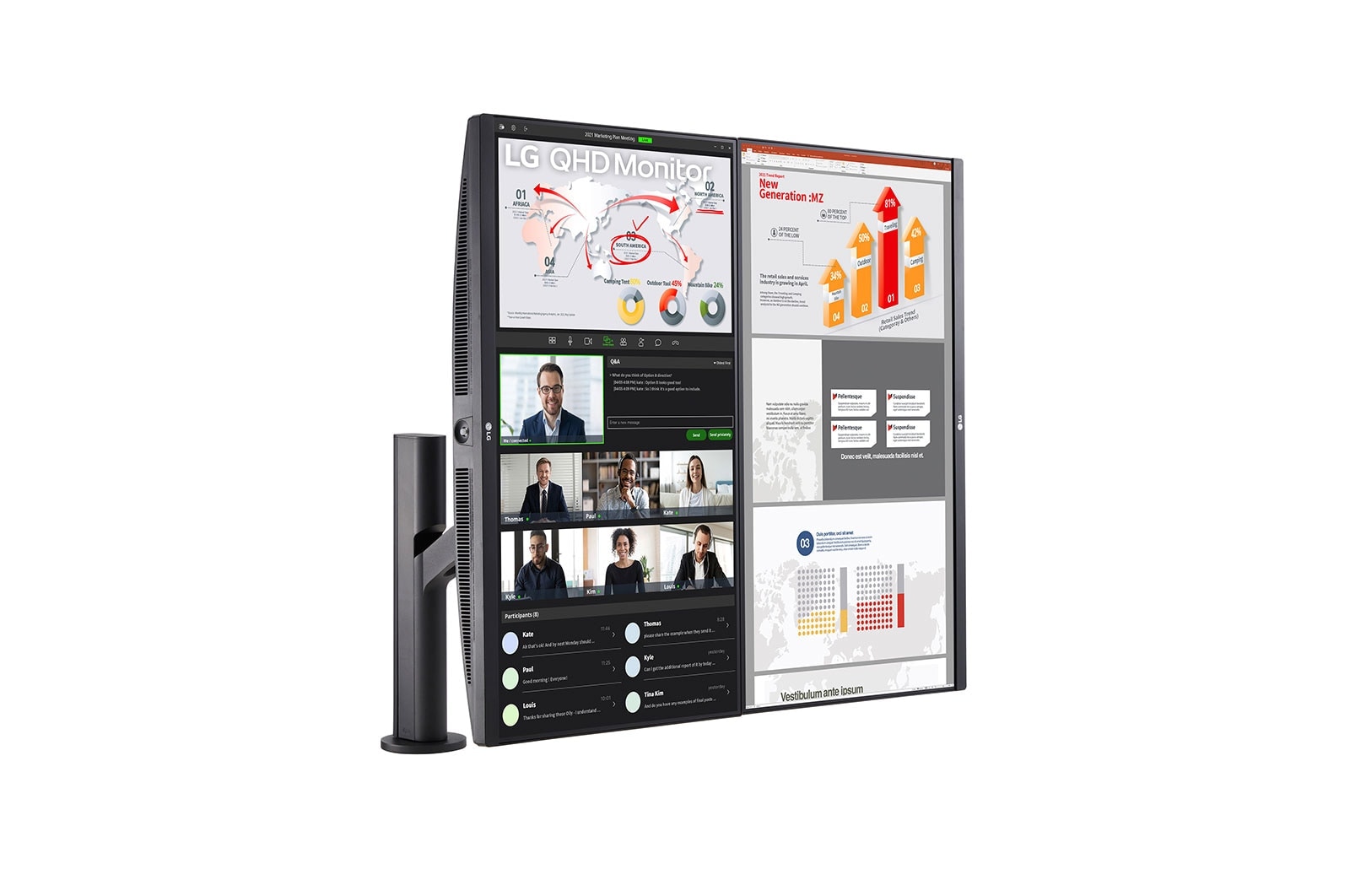 LG 27-inch QHD Monitor Ergo Dual with Daisy Chain, 27QP88D-BS