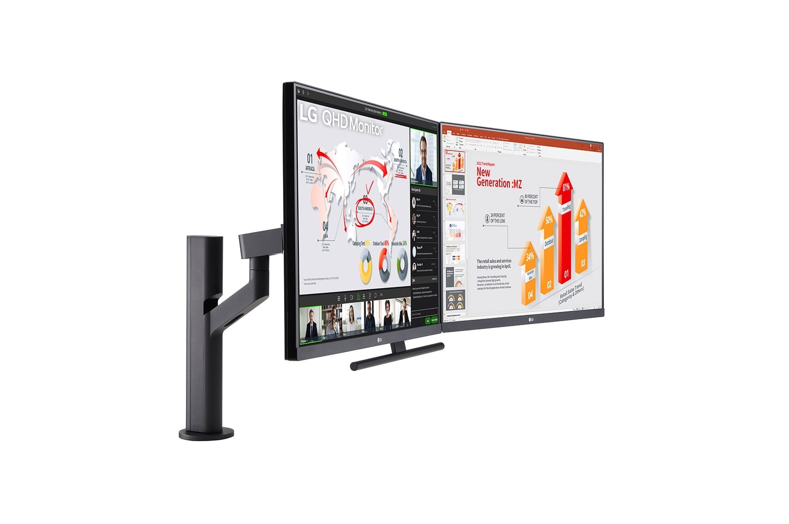 LG 27-inch QHD Monitor Ergo Dual with Daisy Chain, 27QP88D-BS