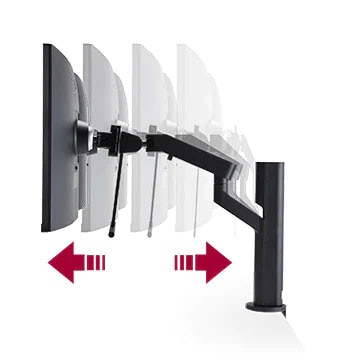 A retractable, and extendable arm letting the monitor pulled closer or farther away up to 210mm