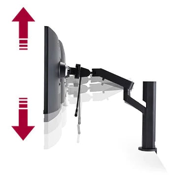 The stand allowing for flexible height adjustment up to 150mm