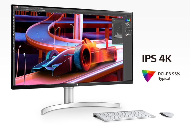 IPS 4K, and DCI-P3 95% (Typ.) for suitable clarity, precision and color expression