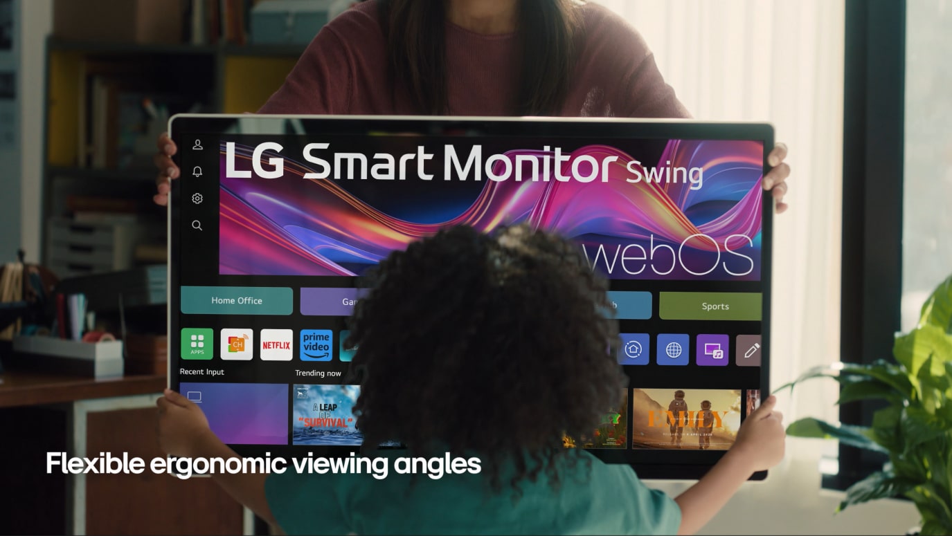 Flexible ergonomic viewing angles with LG Smart Monitor Swing