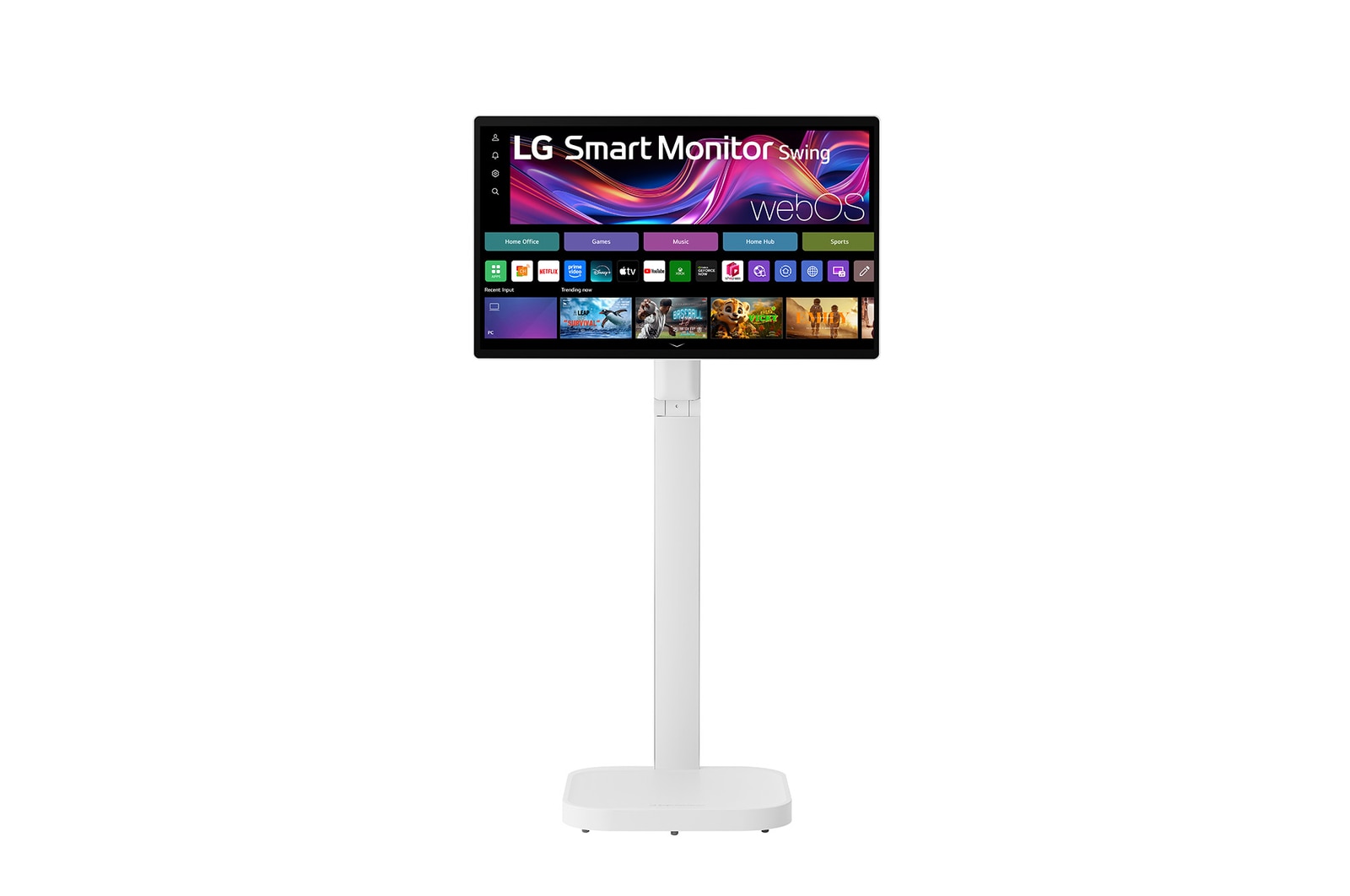 Front view with monitor height adjusted downward