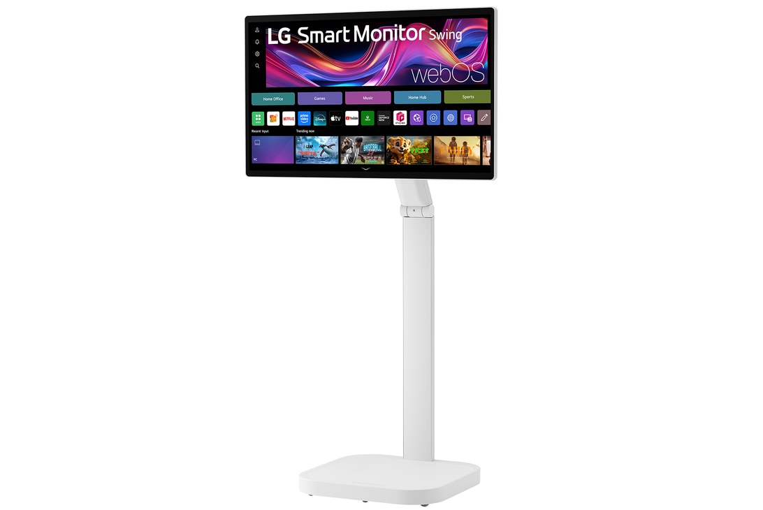 -30 degree side view of monitor tilted +25 degrees