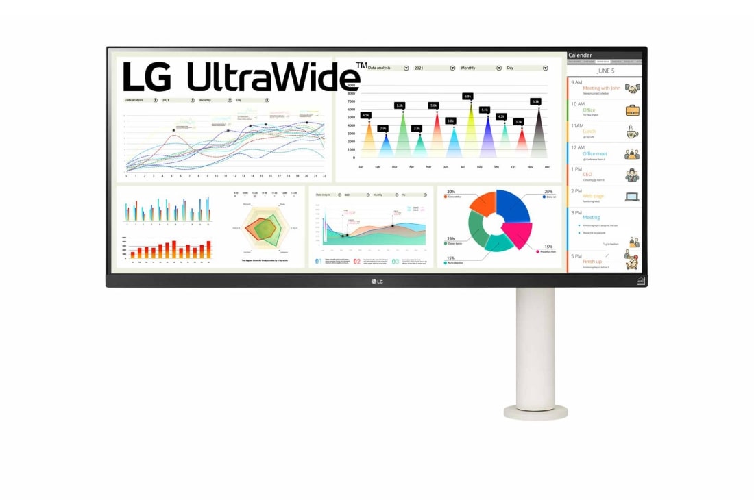 LG 34" 21:9 UltraWide™ FHD (2560 x 1080) Monitor with Ergo Stand, 34WQ680-W