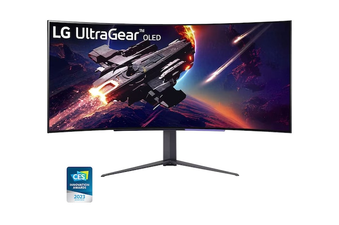 LG 45'' UltraGear™ OLED Curved Gaming Monitor | WQHD with 240Hz Refresh Rate 0.03ms (GtG) Response Time, 45GR95QE-B