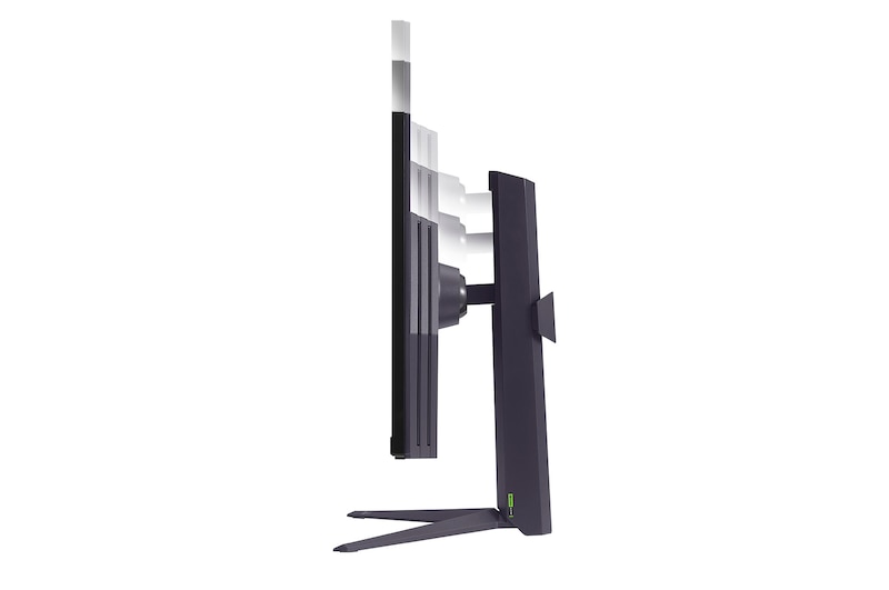 side view of the monitor moving downwards for height adjustment