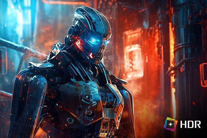 High-definition color robot image reproduced in HDR10.