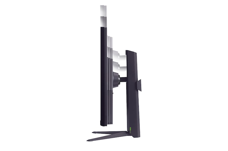 side view of the monitor moving downwards for height adjustment