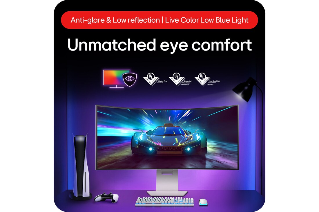 LG 39" LG UltraGear™ OLED 800R Curved Gaming Monitor, 240Hz, 0.03ms (GtG), DisplayHDR, Black, 39GS95QE-W