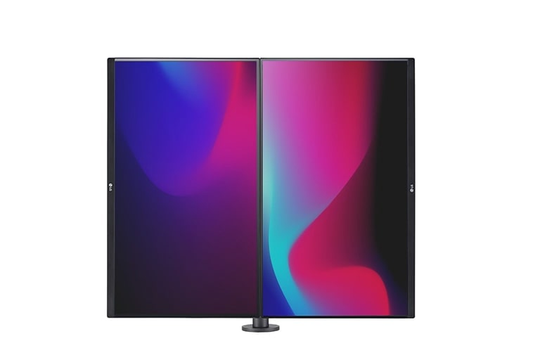 Two displays side by side with a 90 degree pivot