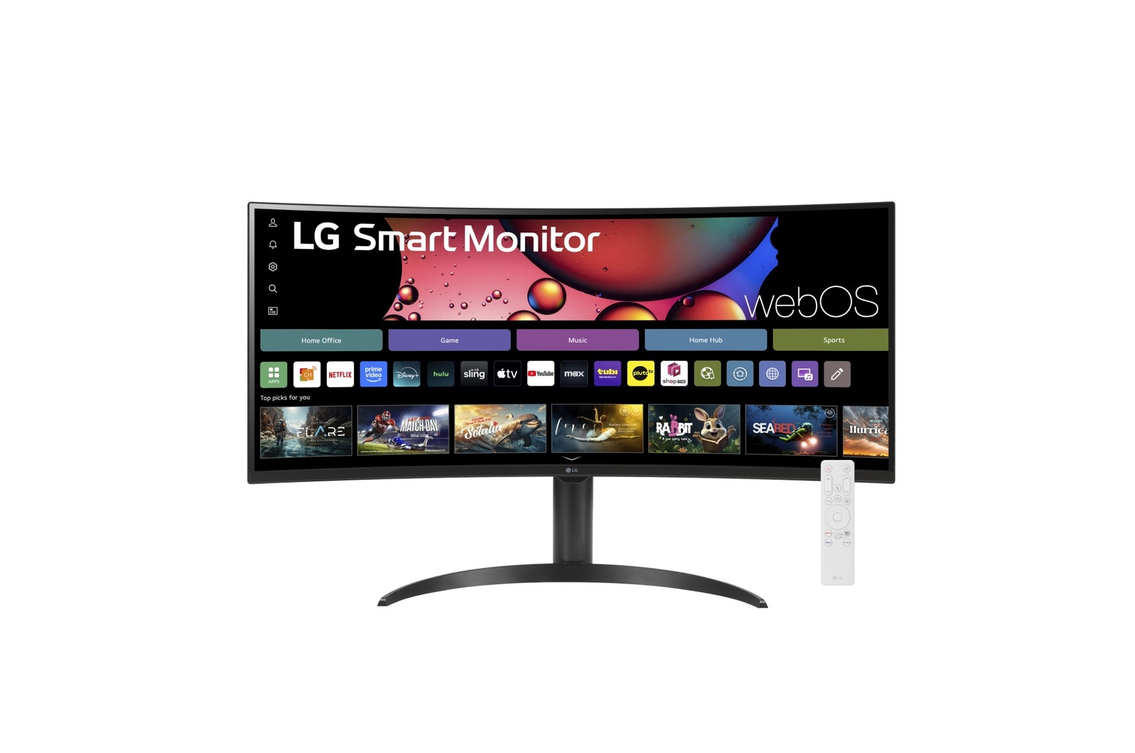 Front view of 34” 21:9 Curved WQHD (3440x1440) with webOS (34SR65QC-B)
