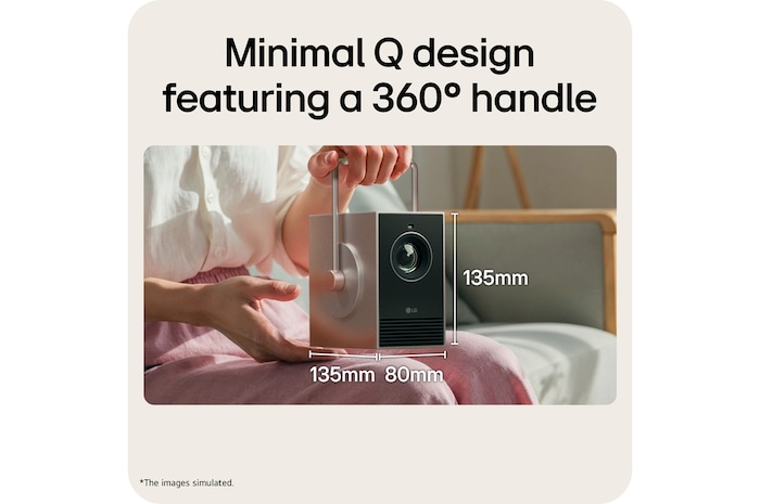 LG CineBeam Q Mini Projector, 4K UHD, 120" Screen, RGB Laser, 600 ANSI Lumens, Silver, PU600U