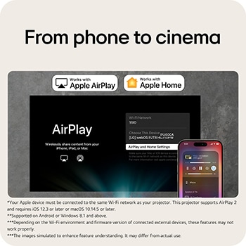 LG CineBeam Q Mini Projector, 4K UHD, 120" Screen, RGB Laser, 600 ANSI Lumens, Silver, PU600U