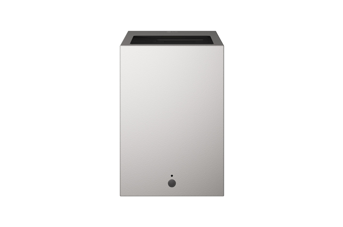 Front view of LG CineBeam S Mini UST Projector, 4K UHD, 3-ch RGB Laser, 450,000:1 Contrast, Max. 100" screen size, White - PU615U