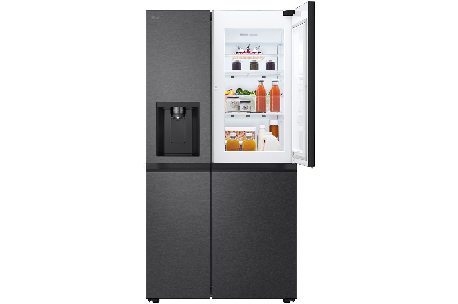 top left door open with food stored