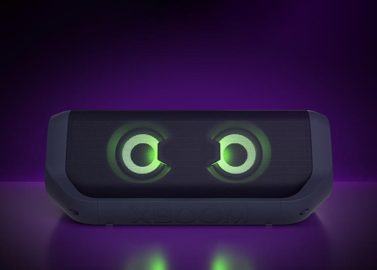 A video preview showing the different lighting of LG XBOOM Go.