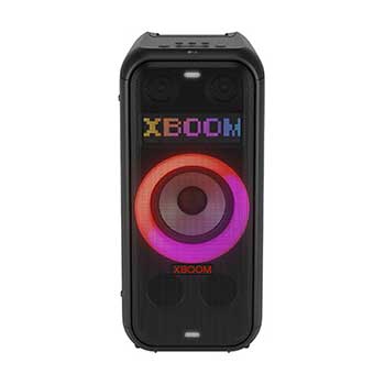 Front view with all lighting on. On the Dynamic Pixel Lighting panel, it shows the text; XBOOM.